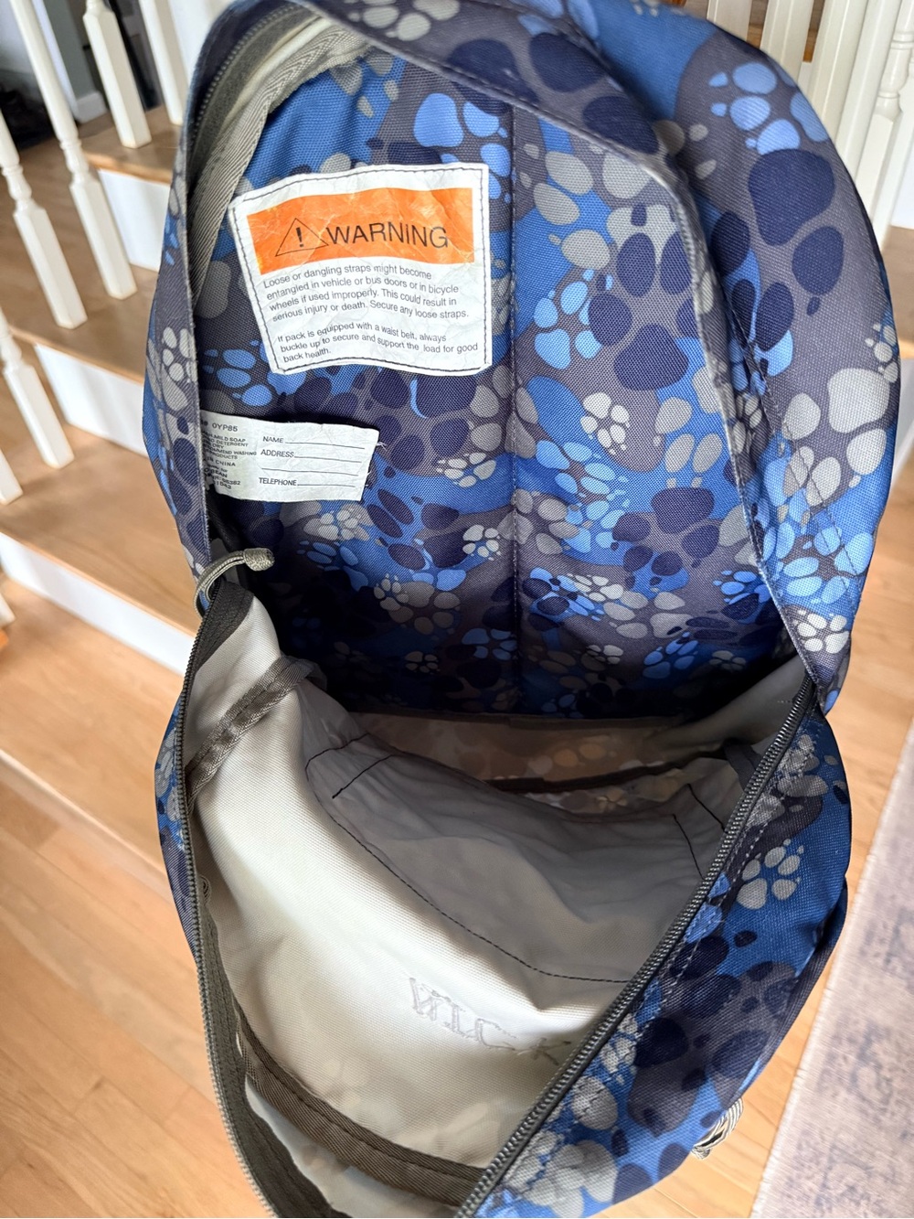 L.L.Bean Kids Backpack Blue Paw Print - Picture 4 of 8